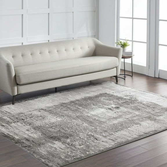 HomeRoots 617081 5 x 8 ft. Gray, Black & Taupe Abstract Distressed Rectangle Area Rug