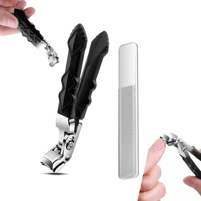 Fiudx Cortaúñas de Acero Inoxidable para Uñas Gruesas, con Recogedor de Uñas Integrado, Cortaúñas de Mandíbula Ancha Que Ahorra Esfuerzo, Ideal para El Cuidado Personal En Casa, para Personas Mayores