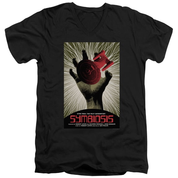 Star Trek Tng Season 1 Episode 22 Adult V-Neck 30/1 T-Shirt Black