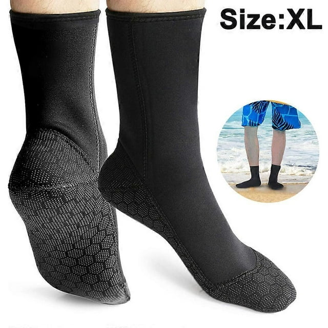 Neoprene socks Diving scuba socks for men, women and children,3MM surf boots Beach socks Warm and non-slip-Black XL