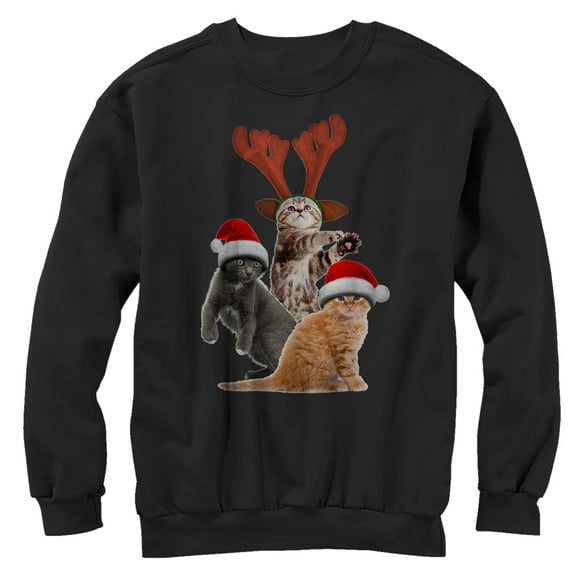 Men's Lost Gods Ugly Christmas Cats Sweatshirt Black Large