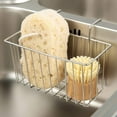 thumbnail image 5 of Kitchen Sponge Holder, Sink Basket Sink Caddy Brush Dishwashing Liquid Drainer Rack Kitchen Sponge Holder Stainless Steel Sink Caddy Organizer Sink (Silver), 5 of 6