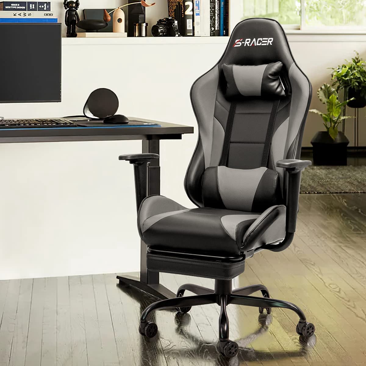 Lacoo High Back Gaming Chair Ergonomic Gaming Computer Chair,Gray