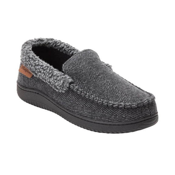 Dearfoams Men's Memory Foam Slipper (Gray, US Footwear Size System, Adult, Men, Alpha, Medium, Small)