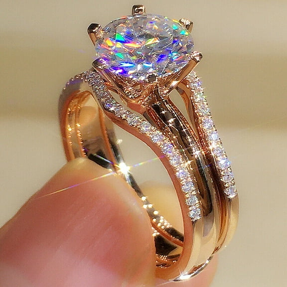 2.30Ct Round Cut Lab Created Diamond Women's Wedding Enhancer ring 14K Rose Gold Plated