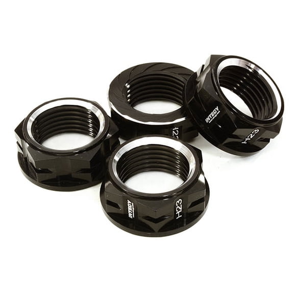 Integy RC Toy Model Hop-ups C26885BLACK Billet Machined Serrated 23mm Hex Wheel Nut(4) for 1/10 & 1/8 Size Monster Truck