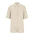 thumbnail image 5 of ZyeKqe Womens 2 Piece Lounge Sets Button down 3/4 Sleeve Shirt and Shorts with Pockets Vacation Beach Outfits, 5 of 6
