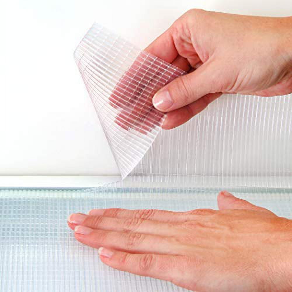 Con-Tact Zip-N-Fit 18 in. x 4 ft. Clear Ribbed Perforated Vinyl Non-Adhesive Drawer and Shelf Liner (6 Rolls)