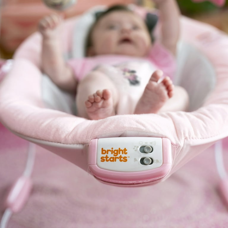 Disney Baby Slip Resistant Vibrating Infant Baby Bouncer Minnie Mouse Rosy Skies by Bright Starts