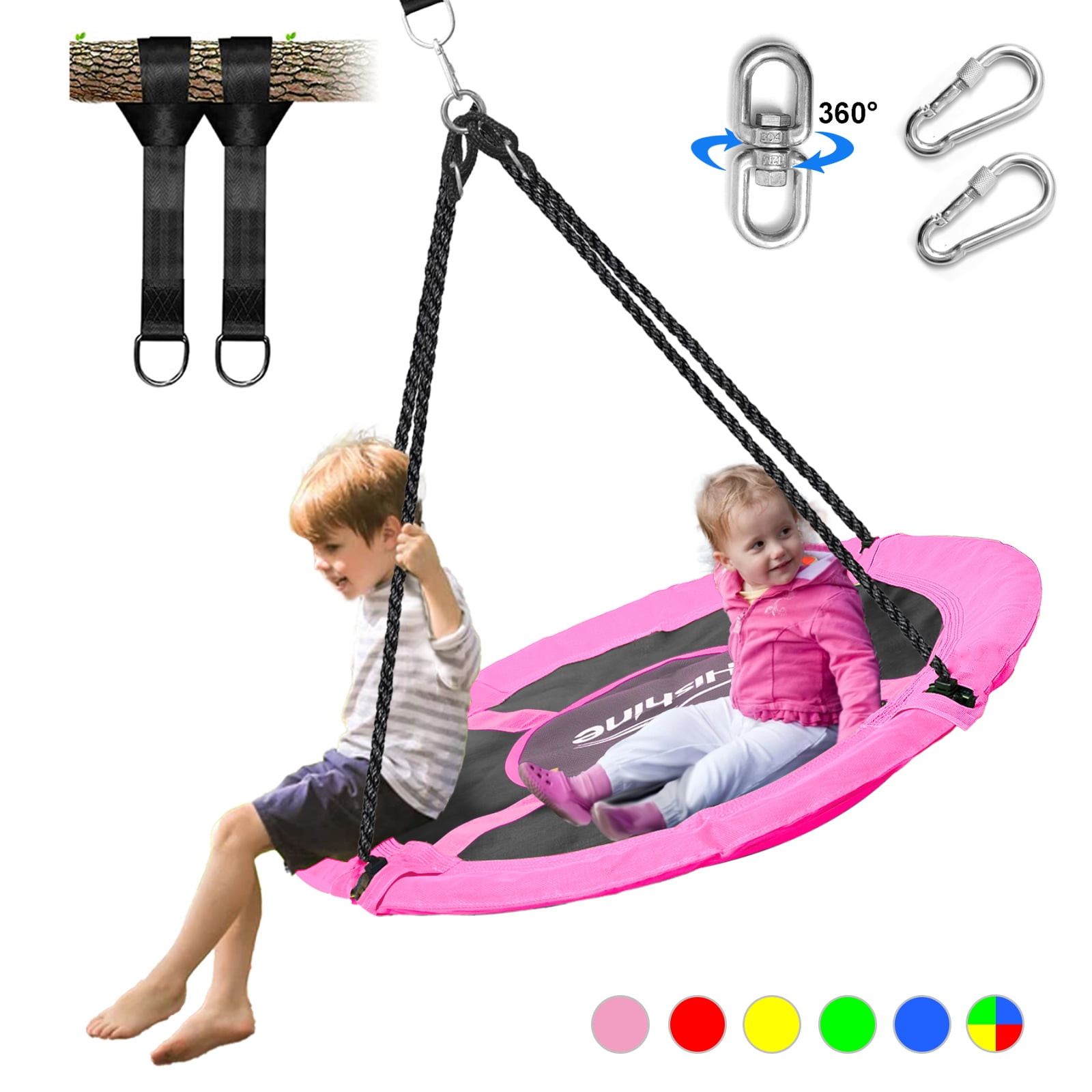 Hishine 43" 700LBS Saucer Tree Swing for Kids, Waterproof Flying Saucer