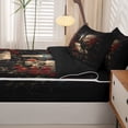 thumbnail image 5 of Homewish Halloween Sugar Skull Zipper Twin Comforter Sets with Fitted Sheet and 2 Pillowcases,Red Rose Zipper Bedding Set,Gothic Aesthetic Bed Set,Black Reversible,4pcs, 5 of 8