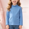 thumbnail image 2 of Ulanda Toddler Girls Mock Turtleneck Shirts Long Sleeve Thermal T-Shirt Cotton Girl Soft Basic Pullover Tops (Sky Blue, 7-8 Years), 2 of 5