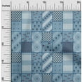 thumbnail image 1 of oneOone Cotton Cambric Grayish Blue Fabric Floral|Horse & Geometric Patchwork Dress Material Fabric Print Fabric By The Yard 56 Inch Wide, 1 of 4