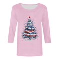 thumbnail image 4 of HOMBOM Womens Crewneck Shirts Pink Loose Xmas Reindeer 3/4 Sleeve Graphic Christmas Tee Shirts for Women, 4 of 5