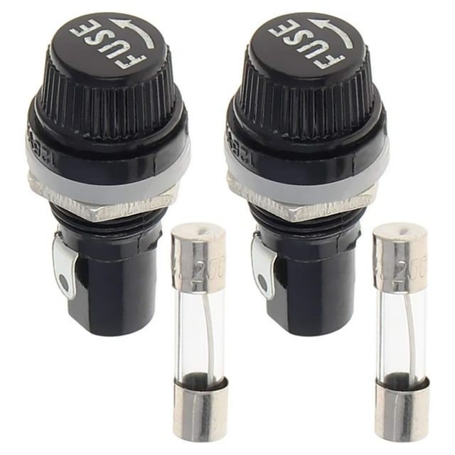 HUGFEGWE 2Pcs Fuse Holder Cap with Glass Fuse 30A 250V 5x20mm Panel Mounted Screw Cap Fuse Holder, Flat Thread CJB91-112883