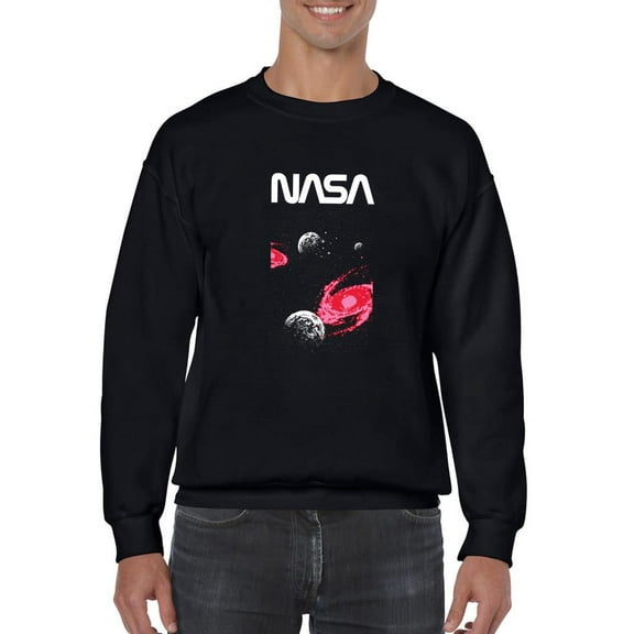 NASA Nasa Space W Pixel Dark Hole Sweatshirt Men -NASA Designs, Male 5X-Large