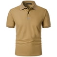 thumbnail image 3 of Men's European Pure Color Ribbed Collar Button Shirt - Casual Loose Short Sleeve Sports Top, 3 of 5