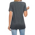 thumbnail image 5 of STARVNC Women Button Up V Neck Short Sleeve Mid Length T-Shirt, 5 of 7