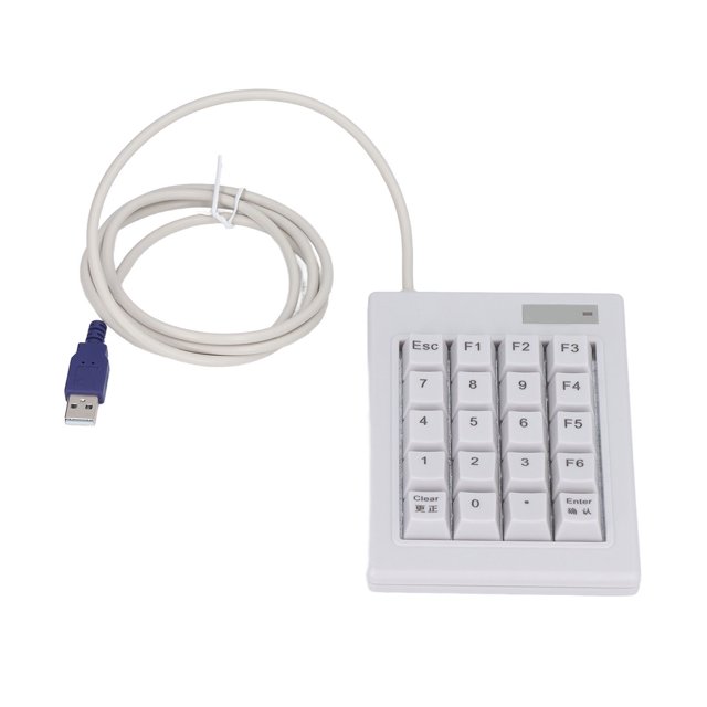 Teclado numérico de 20 teclas con interruptor de acción lineal de 5 V CC, teclado numérico mecánico con cable USB y alfombrilla antideslizante para computadoras portátiles y de escritorio