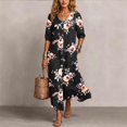 thumbnail image 2 of Lnmiateer Women Beach Vacation Swing Dress Collared 3/4 Sleeve Button‑Down Loose Fit With Side Pockets Casual Going‑Out Outfit, 2 of 7