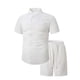 thumbnail image 4 of Ceisia Men's Solid Color Short Sleeve Button-Down Shirt & Shorts Set Casual Summer Outfit White L Gifts, 4 of 8