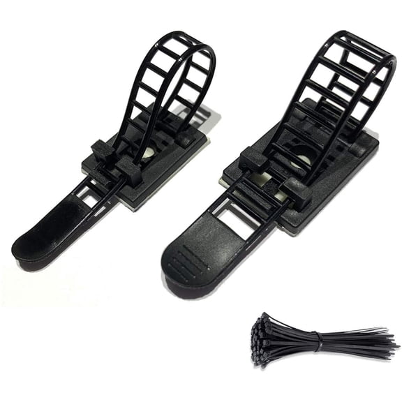 BDKWID-50pcs 2 Sizes Adjustable Adhesive Cable Ties Cable Clips Wire Strap Cord Clamp for Cable Management at Home and Office 100pcs Nylon Zip Ties