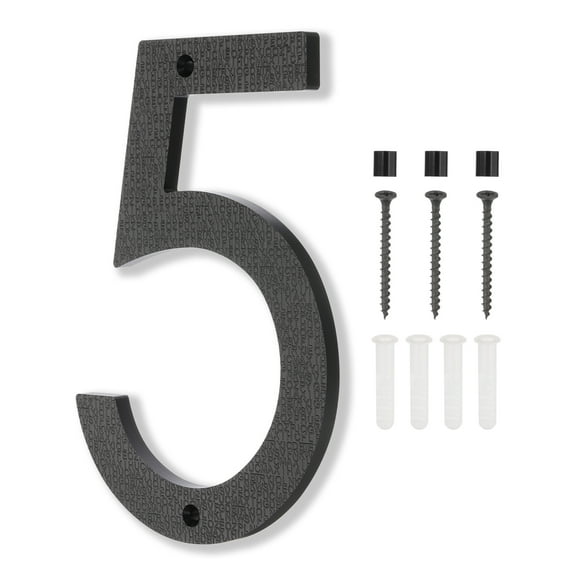 8 Inch House Numbers, House Address Numbers Sign Large Floating House Numbers Modern House Numbers with Screws for Outside Door Wall Street, Black, 5