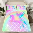 thumbnail image 2 of Feelyou Dreamy Unicorn Print Bed Sheets, Glitter Mermaid Scale King Sheets, Teens Kids Boys Girls Sheet Set, Lightweight Room Decor, 4 Pieces, 2 of 7