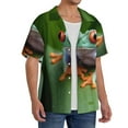 thumbnail image 2 of Saiise Chemise Décontractée à Carreaux pour Hommes avec Imprimé Grenouille aux Yeux Rouges, Chemise Habillée à Manches Courtes avec Poche, Idéale pour le Travail Ou un Usage Quotidien-Moyen, 2 of 5