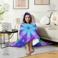 thumbnail image 4 of Wearable Blanket,Purple Blue Tie Dye Spiral Pattern Hooded Wearable Flannel Blanket for Adults & Teens,Winter Poncho Shawl Wrap Cape Cozy Anti-Pill,60"x80", 4 of 5
