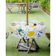 thumbnail image 4 of Fsddascl Pink Yellow Flowers Outdoor Tablecloth - 54 Inch Round Dining Table Cover, Pastoral Botanical Floral Stems Waterproof Outdoor Table Cloth with Umbrella Hole & Zipper for Picnic/Patio/Party, 4 of 7