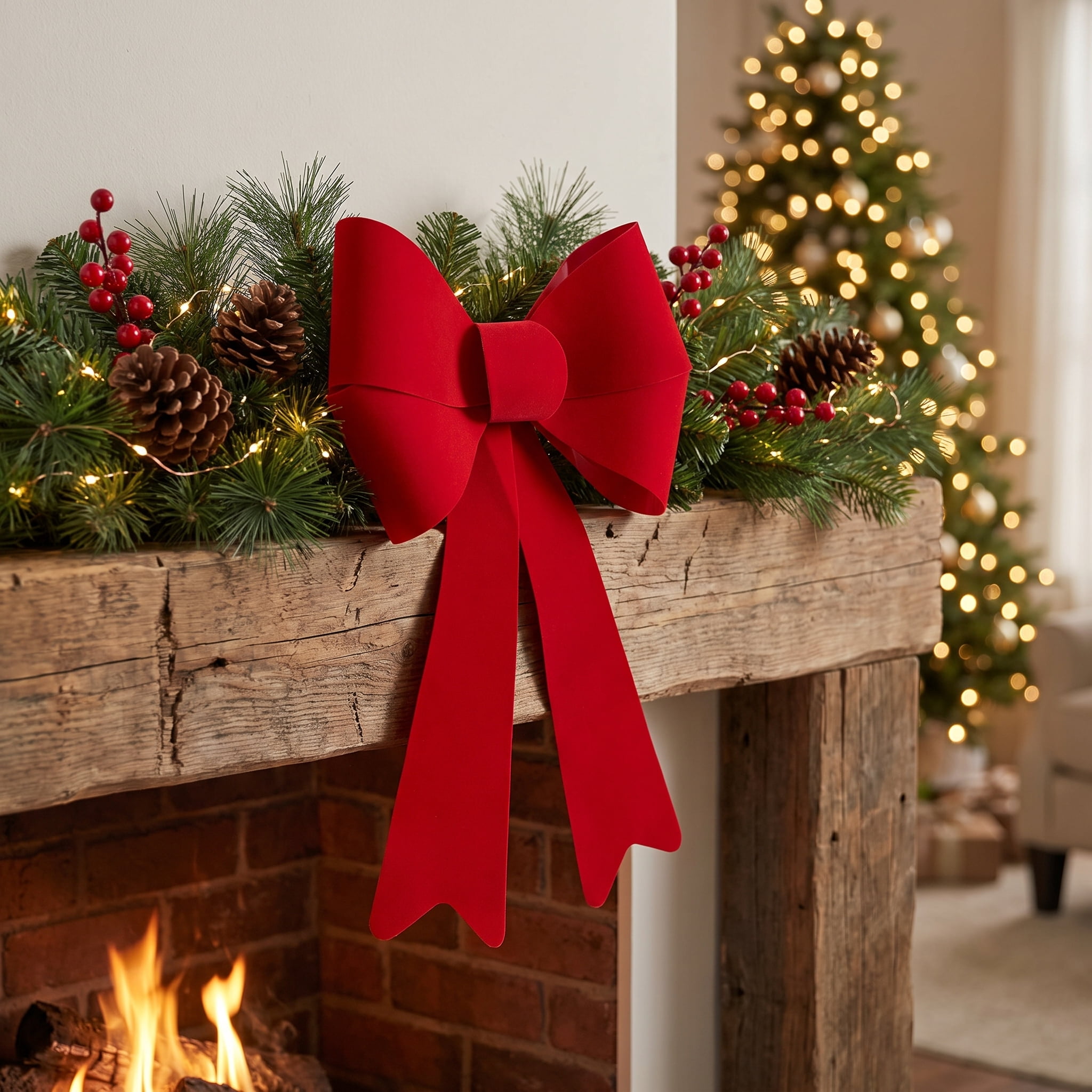 Red Plastic Decorative Christmas Bow, 16", by Holiday Time