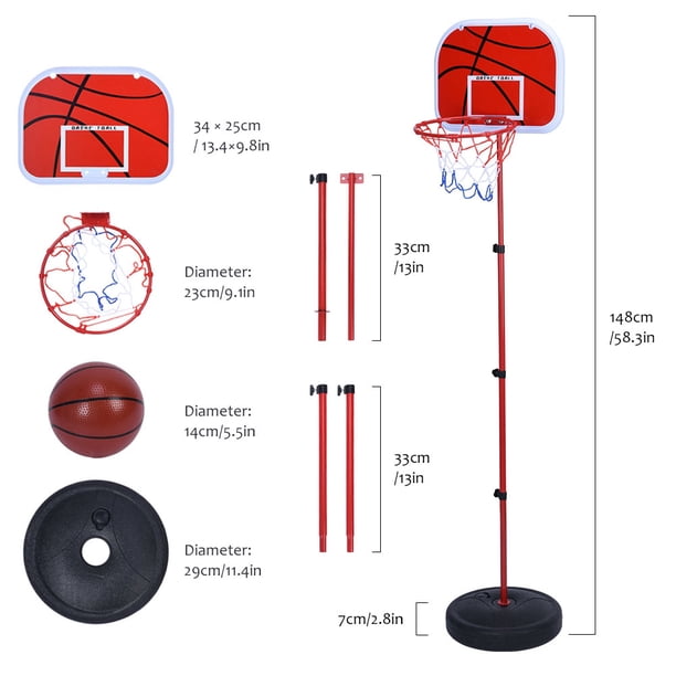 Canasta De Basquetbol Para Niños, Canasta Y Tablero De Baloncesto Portátil Meta De Baloncesto Con Soporte Y Base Estable 63-150cm Regulable, Para Jugar En Interiores Y Exteriores