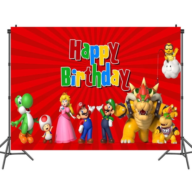Figuras de dibujos animados de Super Mario Bros, Mario, Luigi, Yoshi, Toad, decoración de fiesta, fondo de tela, juguetes, regalos de cumpleaños para niños