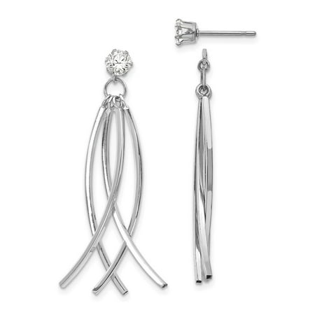 Dangle Jacket - 14k White Gold Curved Dangles With CZ Stud Earrings Jackets