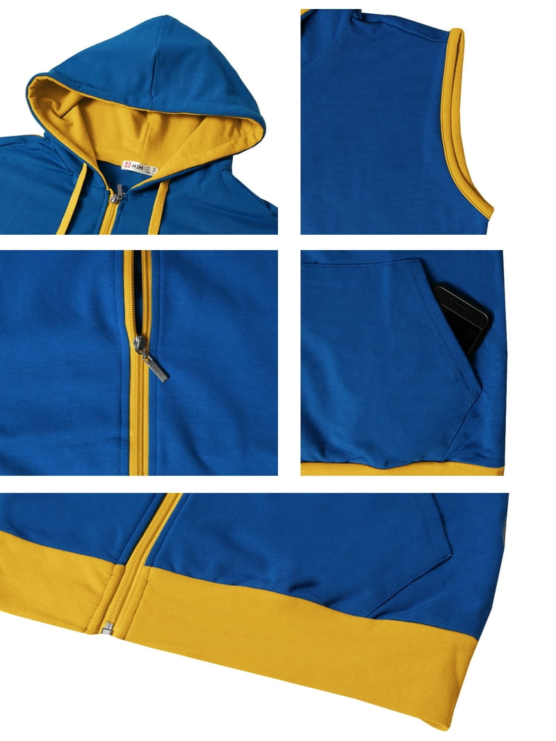 H2H Mens Fashionable Active Sleeveless Hoodie Zip-up Vest