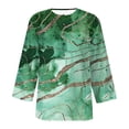 thumbnail image 4 of SELONE 3/4 Sleeve Shirts for Women Three-Quarter Sleeve Tops Blouses Regular Fit T Shirts Pullover Tees Tops Abstract Print T-Shirts Crew Neck Tops Casual Blouses Button Down T Shirts Green M, 4 of 5