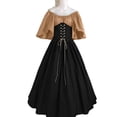thumbnail image 2 of Vestido medieval retro de color contrastante ajustado, vestido grande con mangas voladoras y hombros descubiertos, vestido de cosplay, 2 of 6