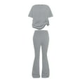 thumbnail image 4 of UACY Girls' Clothing Set, Short Sleeve T-Shirt and Bell Bottom Pants 2-Piece Cute Spring Outfit, Sweatsuit School Uniform (Grey, 9-10 Years), 4 of 4