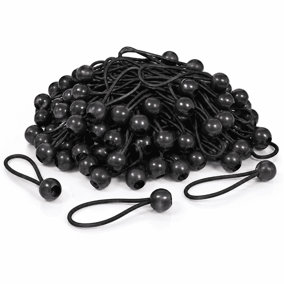 8-Inch Black Ball Bungees,50 Pack