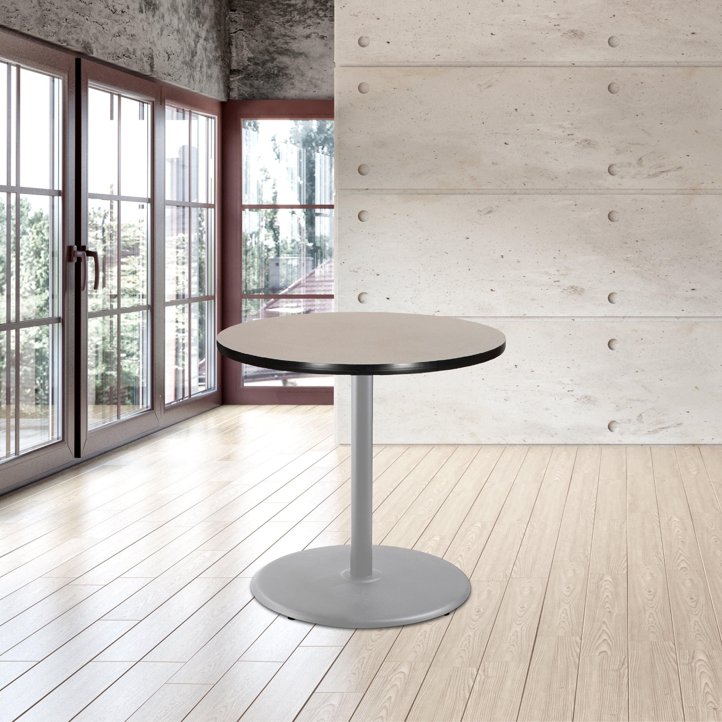 Hampden Furnishings Bennet Collection Steel Frame 36" Round Top, Round Base, 36" Height, Cafe Table Grey Frame/Grey Nebula Top