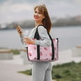 thumbnail image 5 of Travel Duffle Bag Cute Strawberry Pink White FLower Travel Tote Bags Carry on Luggage Waterproof Weekender Bags with Top Handle Adjustable Shoulde Strap for Travel Gym, 5 of 5