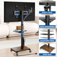 thumbnail image 4 of TAVR Mobile TV Stand with Power Outlet & Swivel Mount, Height Adjustable Rolling Cart for 32-60 inch TVs up to 88 lbs, Tiger Wood, 4 of 8