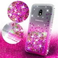 thumbnail image 3 of For Samsung Galaxy J7 Star Case,J7 Crown Case,J7v 2nd Gen,J7 2018,J7 Refine Case w/[Tempered Glass] Cute Liquid Glitter Quicksand Bling Diamond Bumper Shock Proof Phone Case - Hot Pink/Clear, 3 of 5