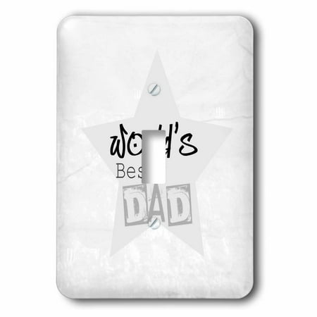 3dRose Worlds Best Dad in Gray Words Fathers Day - Single Toggle Switch (Best Single Word Tattoos)