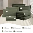 thumbnail image 2 of Catami Soft Solid 7-piece Bed in a Bag Comforter Set with Sheets,Dark Green,Queen, 2 of 8