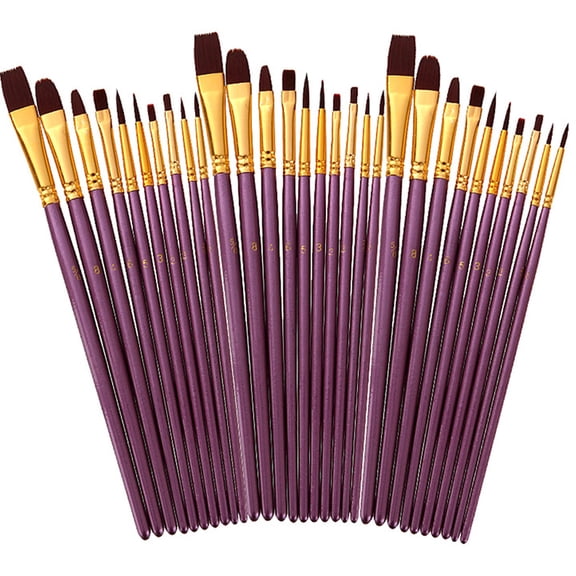 30 Pcs Round Pointed Tip Paintbrushes Nylon Hair Artist Acrylic Paint Brushes for Acrylic Oil Watercolor, Face Nail Art, Miniature Detailing & Rock PaintingC