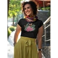 thumbnail image 2 of Green Leaves And Pink Flowers T-Shirt Women -Image by Shutterstock, Female Large, 2 of 4