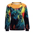 thumbnail image 7 of Sweatshirt For Womens Crewneck Colorful Lone Wolf Hoodies Teen Girls Cute, 7 of 7