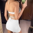 thumbnail image 7 of JoveMarine Women's Sexy Tie-Front Bikini Set Hollow Open Back Two-Piece Swimsuit with Side Ties for Summer Vacation and Beach Pool Party White M, 7 of 7